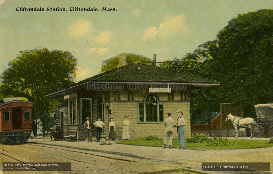Postcard: Cliftondale Station, Cliftondale, Massachusetts